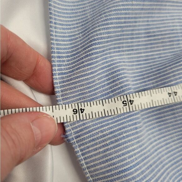 VINTAGE 80s sleeveless pinstripe‎ drop waist lace collar midi dress volup 1X - Picture 11 of 11